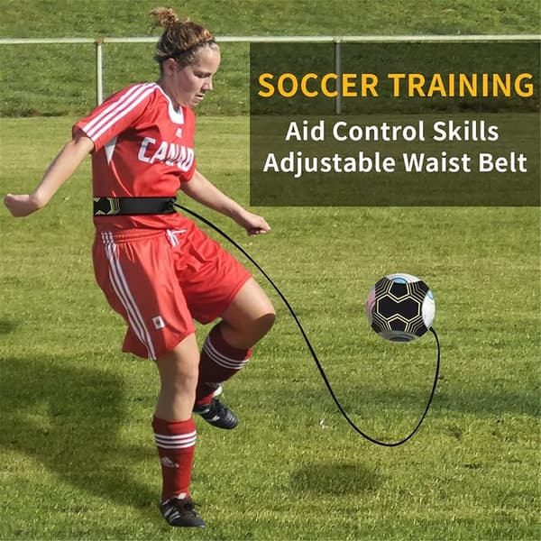 Fodboldsparketræner med elastisk reb og taljebælte, sort og gul Soccer Kick Trainer