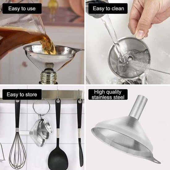 Trattset i metall för köket (Ø7.5cm/5.5cm/4.5cm) - Silver RVS Trechter Set
