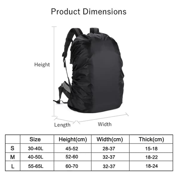 Ryggsäcksregnskydd 2-pack 45L Vandring Camping Cykling Justerbara remmar Vikbara