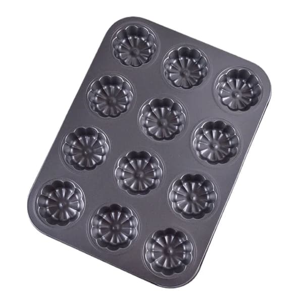 Original Fluted Kakform Mini Aluminium Kakform för 12 Kakor Grafit