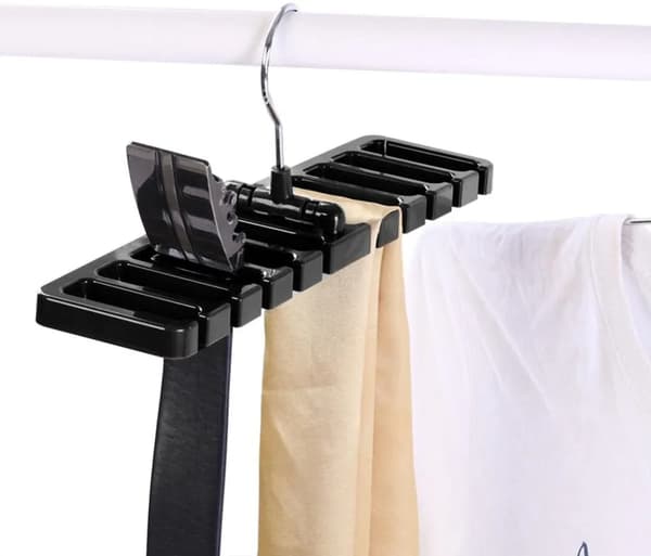 Slipsbælte Organizer Bøjle Skabspladsbesparende Plast 30,5x7,3cm Sort 1 stk