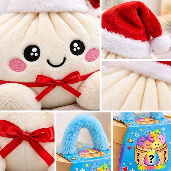 Store Dumpling Squishies, 6 tommer sød plys udstoppet Squishy med damper, stressaflastende legetøj Large