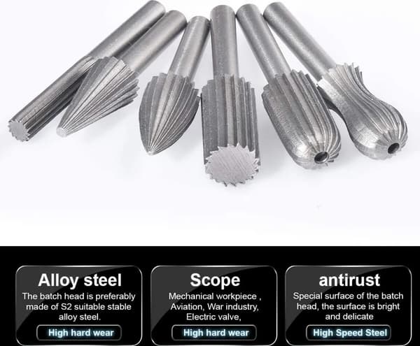 6mm skaft wolfram roterende filer 6-delt sæt 6mm Shank Tungsten
