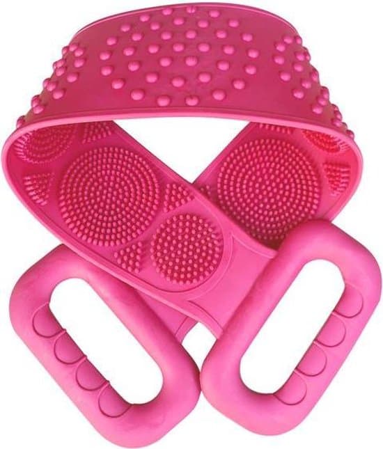Dubbelsidig ryggskrubb i silikon 72 cm rosa