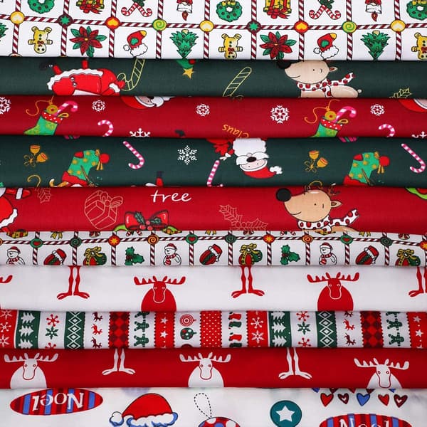 10 stk. julebomullsstoff \"Fat Quarters\"-pakker, 45 x 55 cm, quilting 10 pcs