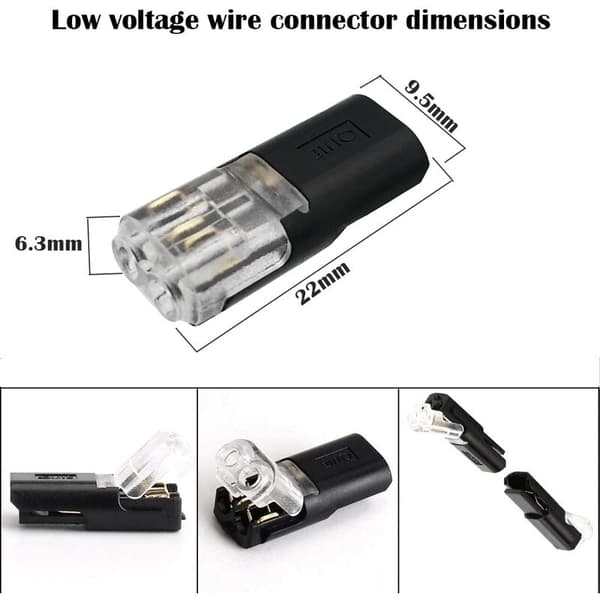 Lavspændingsledningsforbindere 10 stk. 2-benede snapterminaler kompatible med 18-22 AWG-kabler