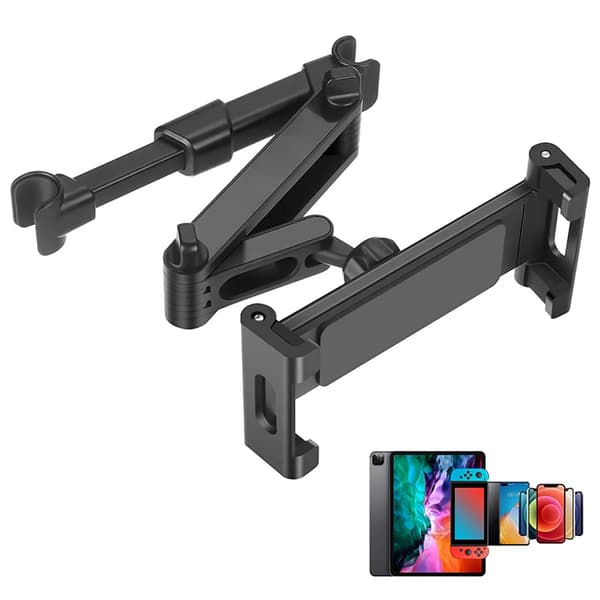 Tabletholder til bil, universel udtrækkelig bilnakkestøtteholder, understøtter tabletnakkestøttemontering