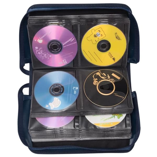 CD DVD Opbevaringsetui 128 Kapacitet Mørkeblå Disk Organizer Taske til Hjem Bil
