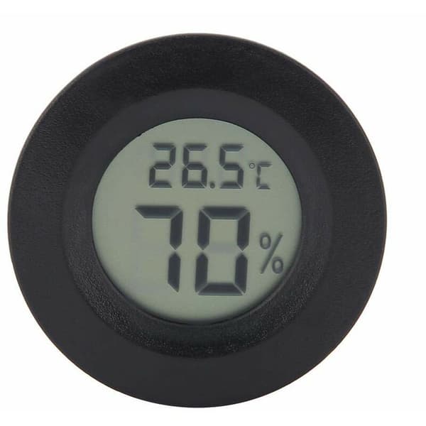 Rund Mini Digital Hygrometer Termometer Snabbavläst Kylskåpsvitrin Svart 1 st