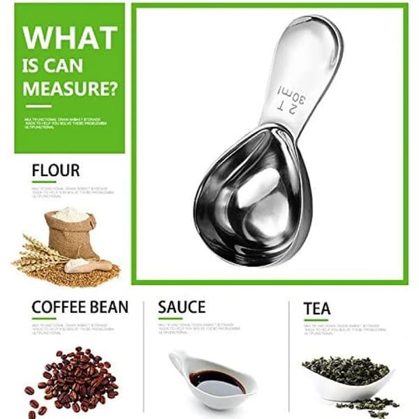 Kaffemåleskeer i rustfrit stål 2 stk. 15 ml og 30 ml med rillet håndtag til te og mel