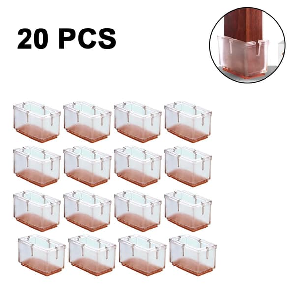 20 x Förpackning 30-35 mm Stolsbensskydd Möbelglidare Gummifötter Bordsben Stolsben Golvskyddsdynor - Silikon Transparent