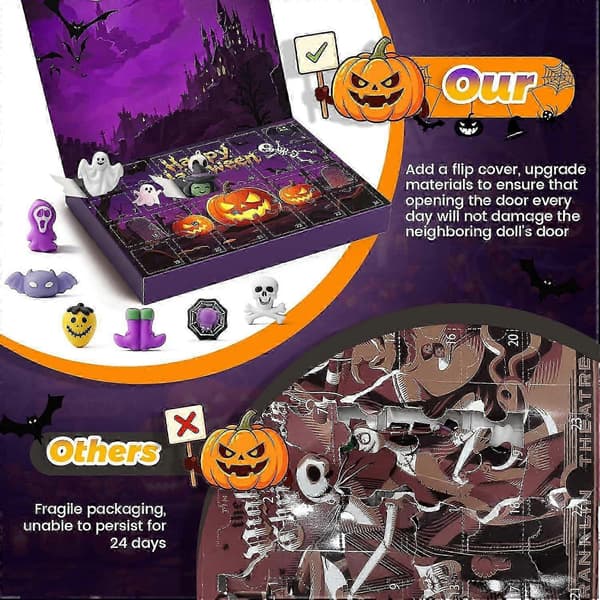 Halloween 2026 Julekalender 24 Dage Squishy Nedtællingsboks Sensorisk Fidget Sæt Halloween 2026 Advent