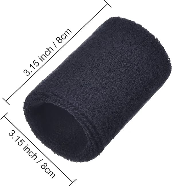 Sports Håndledsbånd Svedbånd 6 stk. Ca. 8x8cm Bomuld Stræk Hvid Blå Sort
