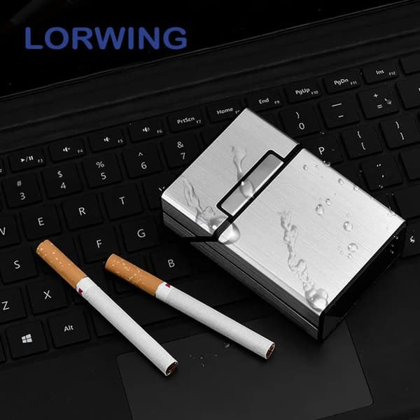 Cigarettfodral i metall, aluminiumlegering, magnetlås, ca 60×90×27 mm, silver Metal Cigarette Case