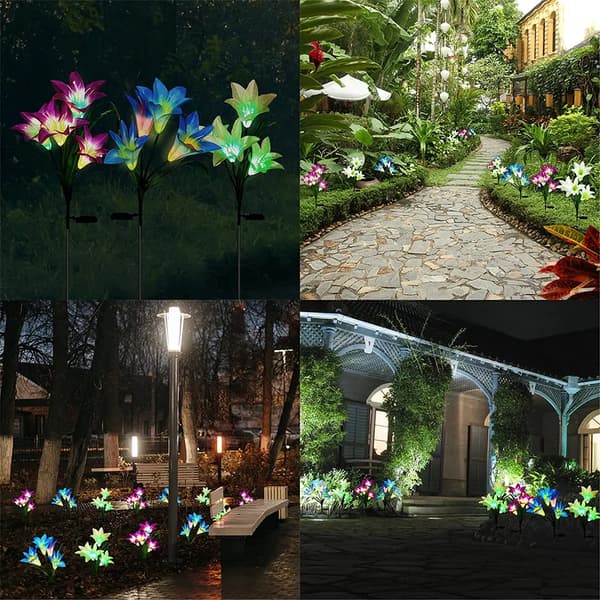 Solar Liljehagebelysning 2-pakning blå 4 LED 7 farger IP65 for hage uteplass sti