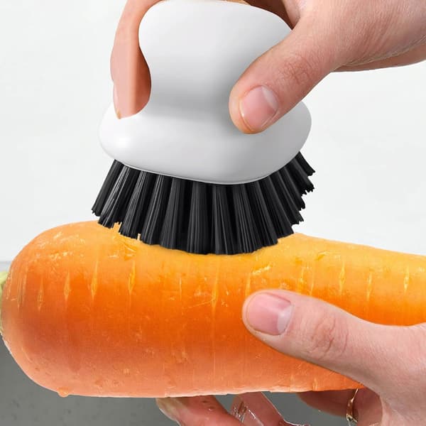 Oppvaskbørste 1-pakning, hvite nylonbust med håndtak for vask, gryter og panner Dish Brush with