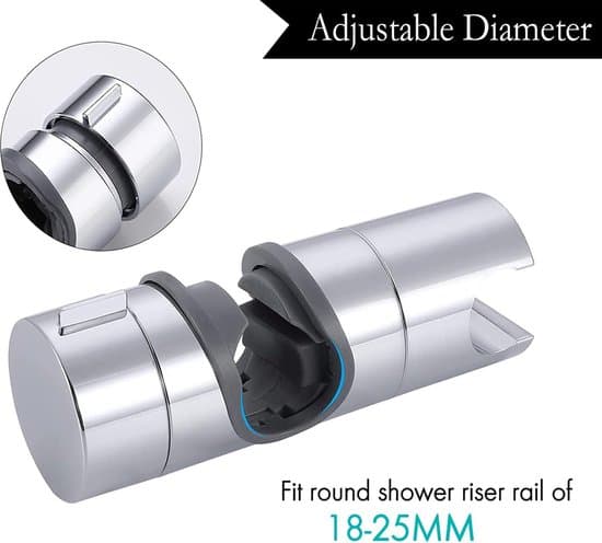 Brusehovedholder til 18-25 mm stang 360° justerbar ABS krom
