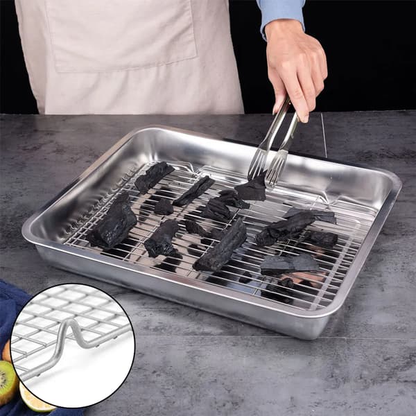 Kylgaller 2-pack Rostfritt 31x20 cm Diskmaskinssäkert Ugn BBQ Bakgaller