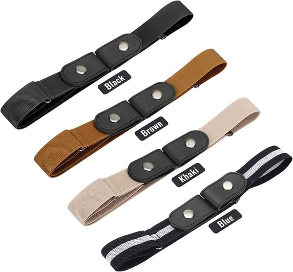 Spennefrie usynlige elastiske belter 4 stk 100x3cm Unisex med 4 belteklemmer