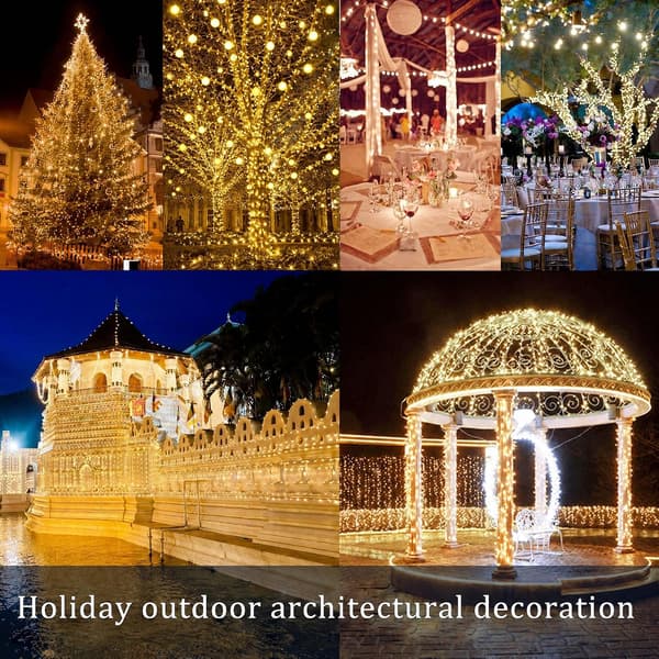 Jul-ljusslinga med solceller 2-pack 200 LED 8 lägen varmvit Christmas Solar String