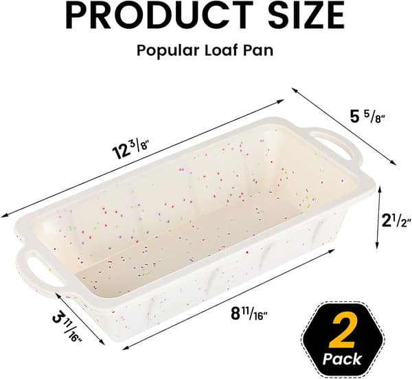 2PK XLarge Nonstick Silikon Brødformer 12,5x5,5 Tommer Baking Brød Kjøttpudding Vinino 2 Pack