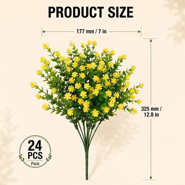 24 Buntar Konstgjorda Kameliablommor Utomhus Gula 24 Bundles Artificial
