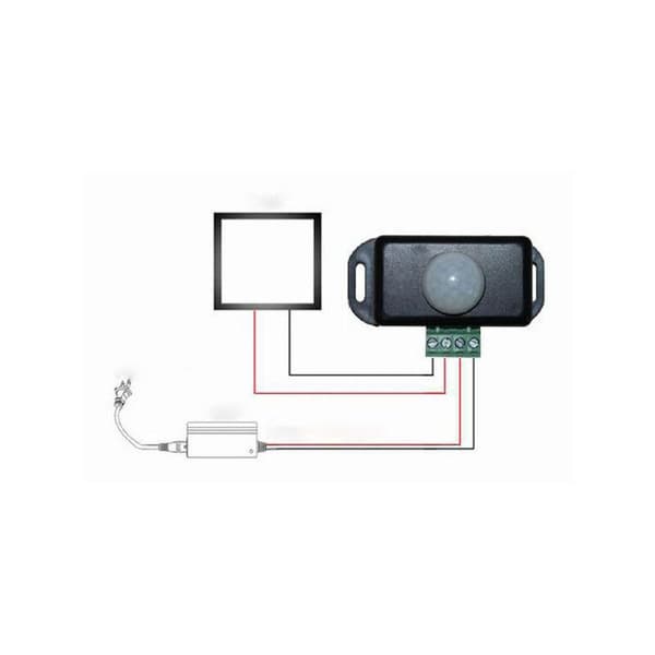 DC 12-24V 8A Automatisk Infrarød PIR Bevægelsessensor Afbryder Plast+Metal Sort til LED-lys, 1 Stk