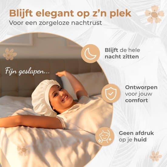 2-pak hvid satin sovehætte, justerbar, unisex, hårbeskyttelse