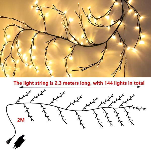 2,1 m DIY Vin Dekorativt Lys 144LED Varm Hvid 8 Tilstande