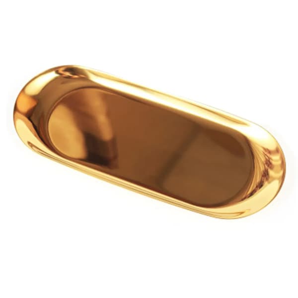 Rustfrit Stål Dekorativ Serveringsbakke Oval Guld 23x9.4cm Drikkevareudstilling 1 stk