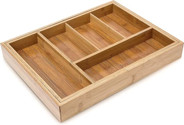 Utvidbar bestikkskuff i bambus med 6 rom Expandable Bamboo Cutlery