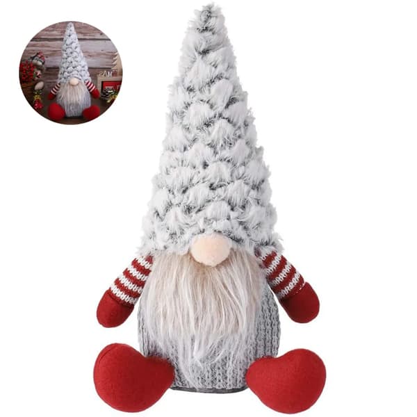 Påske Vår Nisse Ansiktsløs Dukke Borddekorasjon Flanell Grå Rød Ca. 15x26cm 1 Stk