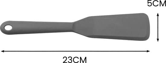Grå pandekagespatel, 23 cm, varmebestandig 230°C, nylon