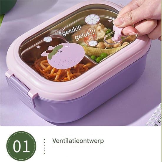 Matlåda i rostfritt stål, 1000 ml, 2 fack, läckagesäker