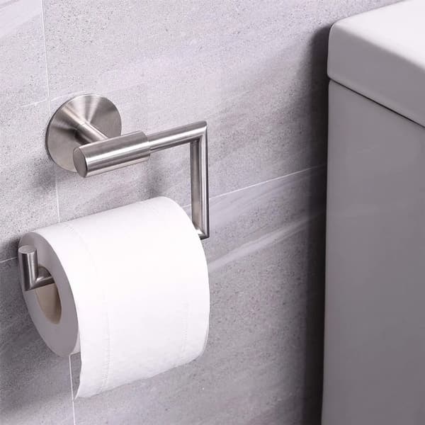 Toiletpapirholder Rustfrit Stål Selvklæbende Vægmontering Ingen Boring Sølv Roterbar