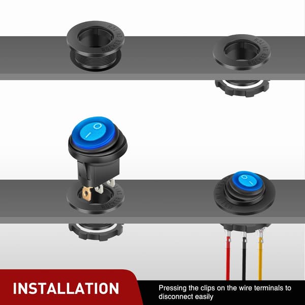 5 stk. 12V 20A Blå LED Belyst Vippekontakt 5 pcs