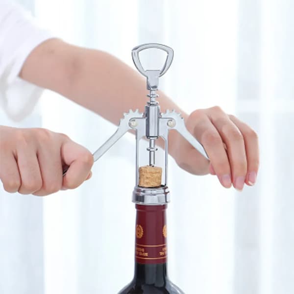 Vingeproptrækker i zinklegering, vinåbner, rustfri spiral, blødt greb, hjemmeflaskeåbnerværktøj