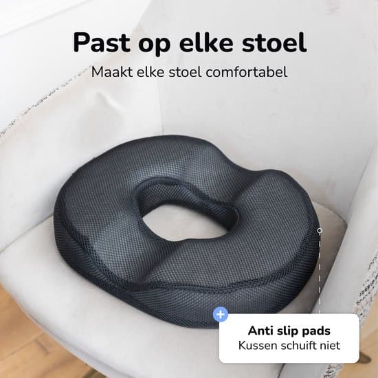 Mørkegrå setepute - Ergonomisk støtte for bil, kontorstol og sofa Alyze Donut kussen