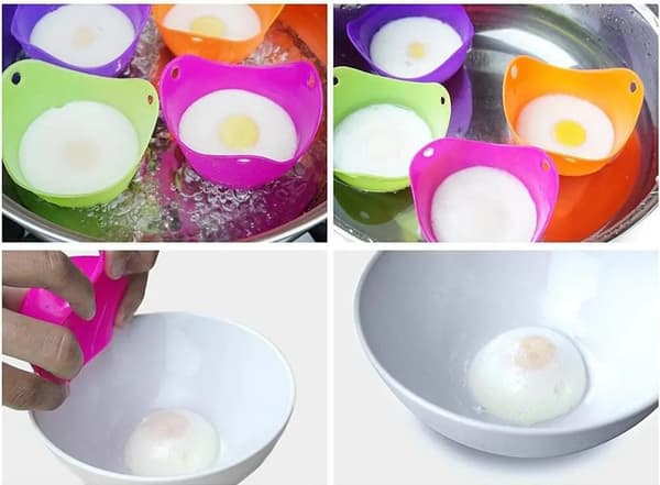 Silikon Pocherte Eggekopper 4-pakning Nonstick Fargerike Ca. 9 cm Egg Dessert