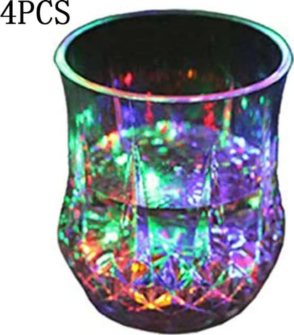 Fargeskiftende LED-lyskopper 4 stk. Akryl Ananas Kuttet Glass Stil ~200ml Festbar