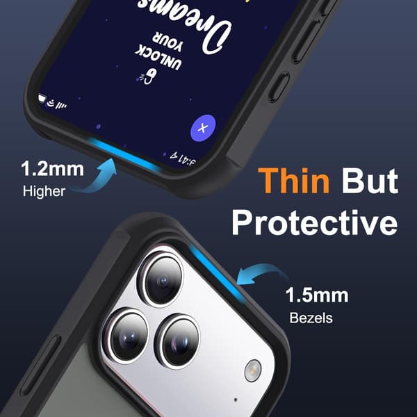 Kompatibel med iPhone 17 Pro Cover med Stand, Sort, Magnetisk Ring Kickstand SKYLMW Compatible with