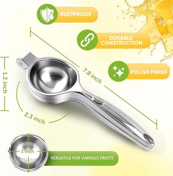 Stor 304 rustfri stål citronpresser, kraftig manuel citrus håndpresse til citroner og limefrugter Large