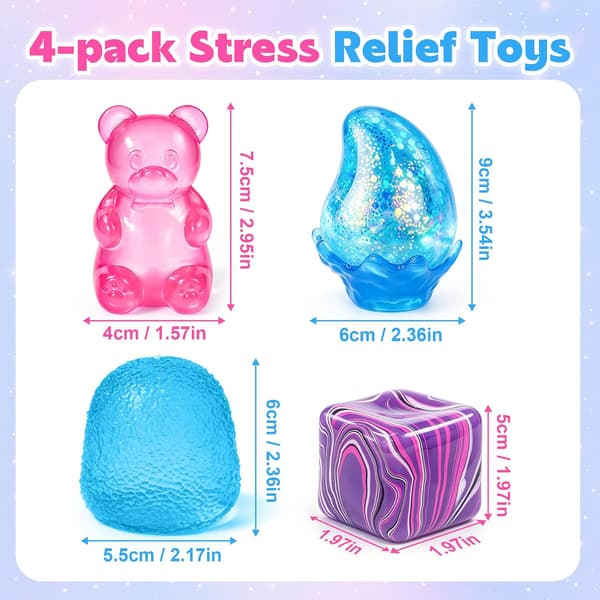 4 st Squishies Fidget Leksaker Gumdrop Björn Stress Kub Regndroppe Långsamt Stigande Sensoriska Leksaker 4 pcs