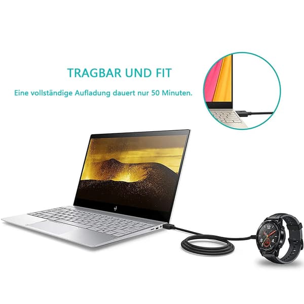 Trådløs magnetisk oplader til Huawei GT/GT 2/GT Active Smartwatch Erstatningsopladerkabelholder