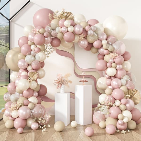 173 STK Perle Pink Hvid Ballon Bue Sæt Boho Brudebad Bryllup 173 pcs