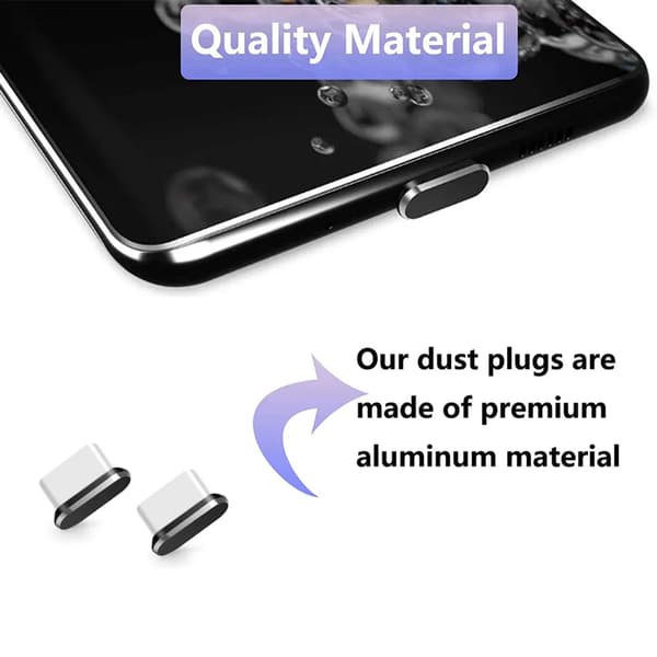 Typ-C dammpluggar 2-pack aluminiumsilikon kompatibel med USB-C-smartphones