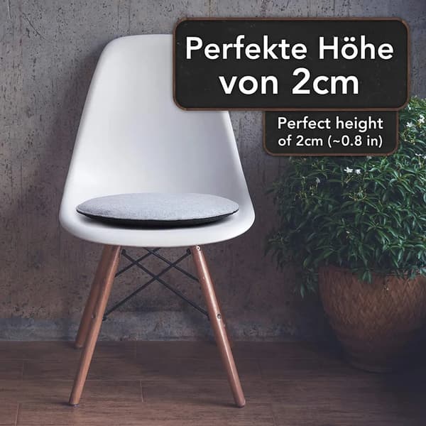 Rund sittepute i ullfilt ca. 34 cm diameter 2 cm tykk lysegrå svart vendbar vaskbar