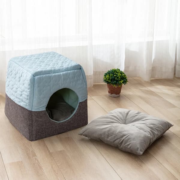 Kjæledyrseng Sofa Sammenleggbar Sklisikker Lyseblå 37x33x30cm Katter Hunder