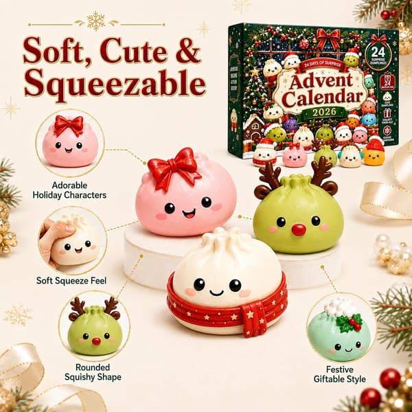 2026 joulukalenteri, jossa 24 vihreää joulun squishy-lelua 24 pcs