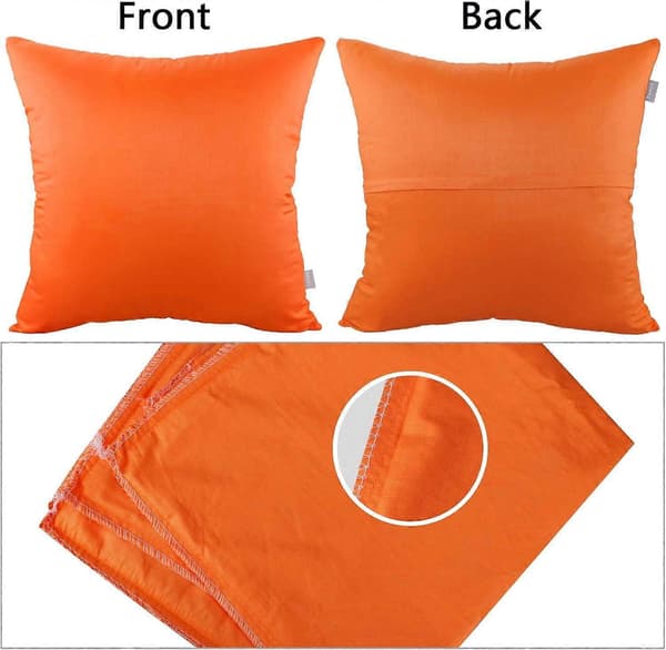 4-pak bomulds pudebetræk 18x18 tommer, ensfarvede orange firkantede pudebetræk til efterårs sofa indretning Thmyo 4-Pack 100%